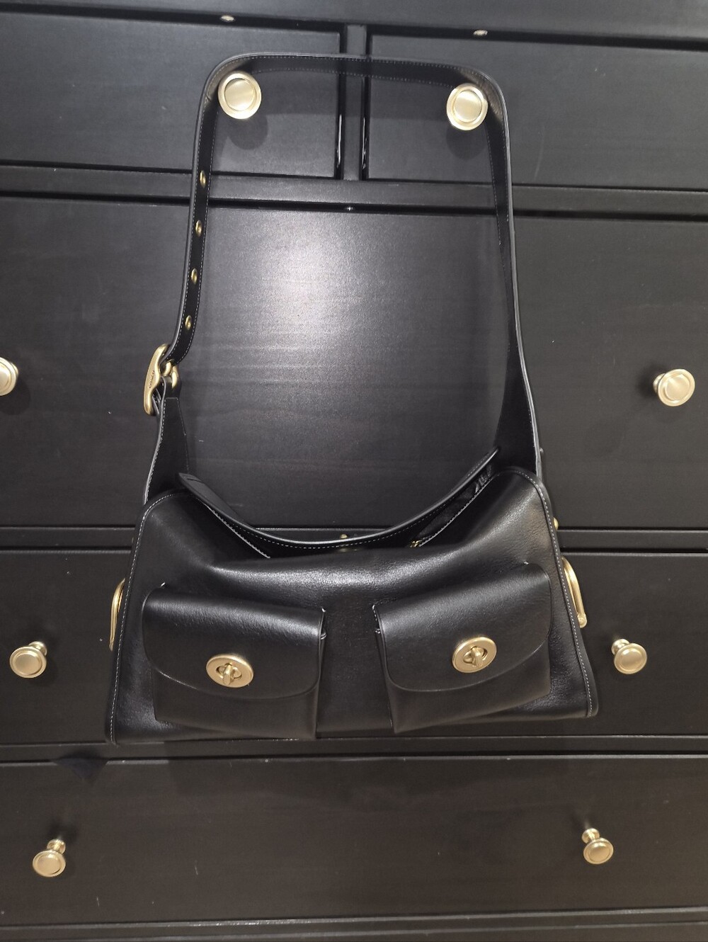 Coach Haversack Black Leather